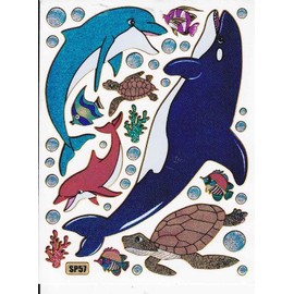 Fish Fish Animals Colourful Sticker 37-Piece Set 1 sheets 135 mm x 100 mm Stickers Crafts Children Party Metallic Look