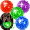 Ousiya 4 Pack 4.5" Light Up Squeaky Dog Balls, Spiky