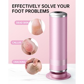 Electric Foot Callus Remover, Upgrade Electric Foot File Callus Remover for Feet, Adjustable Speed Foot File with 60 Pcs Sandpaper Discs, Foot Scrubber for Cracked, or Tough Skin and Calluses, Pink