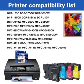 LC61XL High Yield Ink Cartridges 4 Pack Compatible for Brother LC61BK LC61C LC61M LC61Y LC65 LC61 Ink Cartridge use with DCP-165C MFC-J410W MFC-490CW MFC-6490CW MFC-6890CDW Printer