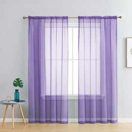 Set of 2 Luxton Lilac Voile Sheer Curtains Rod Pocket 140x213cm Sheers Curtain Lilac for Window Decoration (Lilac)
