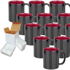 TWISTED ENVY Set of 12 11 oz Magic Mugs RED INNER Professional Grade Sublimation Mug- Sublimation Series - With Shipping boxes