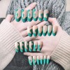 24Pcs Press on Nails Long Coffin Fake Nails Lines False