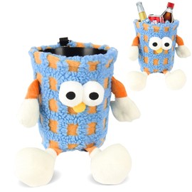 Gluebar Car Trash Can: Cute Monster Shaped Grid Pattern Trash Can, Leak Proof and Easy to Use, Installed Car Trash Can, Perfect for Cars, SUVs(Blue)