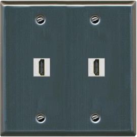 RiteAV HDMI Wall Plate 2 Port - Flat 2 Gang [Stainless Steel]