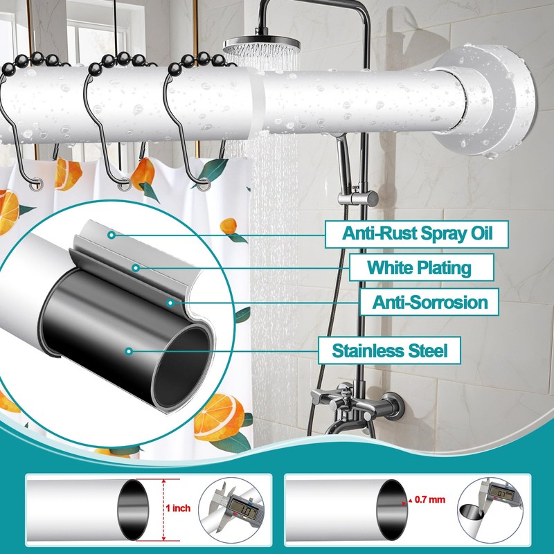 YNL Tension Curtain Rod 34-66 inches-Never Rust, Non-Slip, No Drill