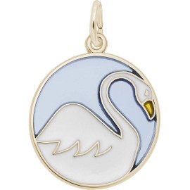Rembrandt Gold-Plated 925 Seven Swans A Swimming Charm Blue White &Yellow Enamel Rembrandt