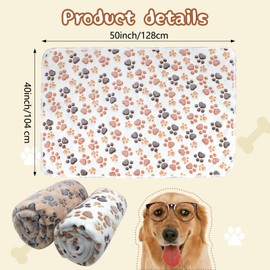 YUEPET Waterproof Dog Blankets, 2 Pack Washable Dog Blankets for Bed Couch Sofa Protector Fleece Flannel Puppy Blanket Soft Plush Reversible Throw Blanket for Large Dogs Cats 50"×40"(White+Coffee)