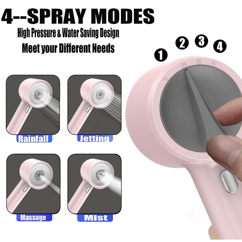 High Pressure Shower Head with Handheld, with Pause Switch 4
