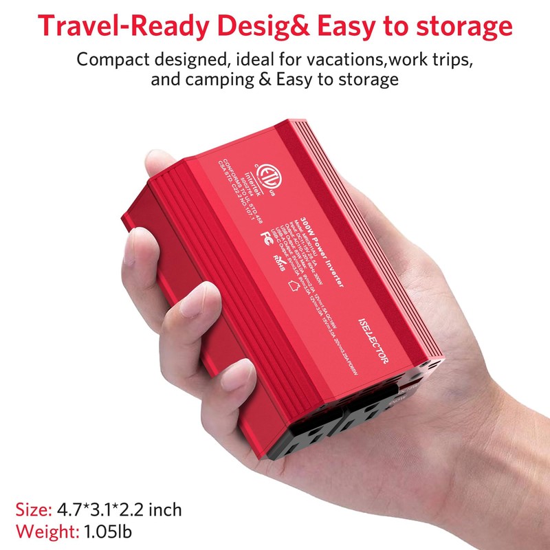 300W Power Inverter DC 12V to 110V AC Car Outlet