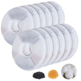 AKOLAFE 12Pack Cat Water Fountain Filters White Cat Fountain Filters Round Pet Water Fountain Filters Pet Replacement Fountain Filter Cat Water Fountain Filter for Cats, Dogs Flower Fountain