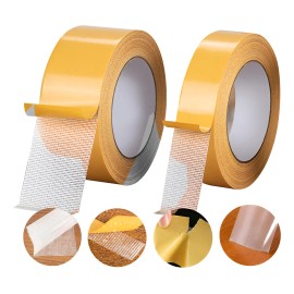 2pzs Cintas Doble Cara Extrafuerte De Tela 10m,ancho 2cm+5cm Amarillo