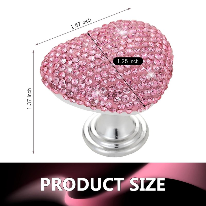 Opuweiy Car Start Button, Bling Heart-Shaped Ceramic Decorative Ignition Button,