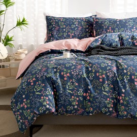 TISPLR Floral Comforter Set Twin 2 Pieces Soft Cotton Vintage Flowers Bedding Comforter Lightweight Garden Style Floral Botanical Flower Comforter Set for All Seasons and 1 Pillowcases (Floral, Twin)