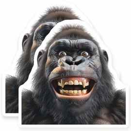 Gorilla Magnets - Funny Face Fridge - Animal Decorative - 2 Pack - - 5" Wide Design - Sticks to Fridges, Lockers, Toolboxes & More - Made in USA - AQM1454