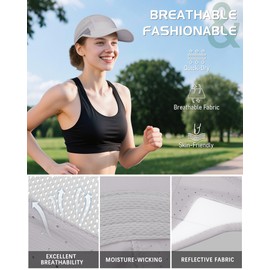 YANIKY Running Hat for Men and Women, Quick-Drying Lightweight Baseball Cap, UPF 50+ Reflective Breathable Sports Hat for Outdoor Golf, Hiking, lightgrey, Unit size