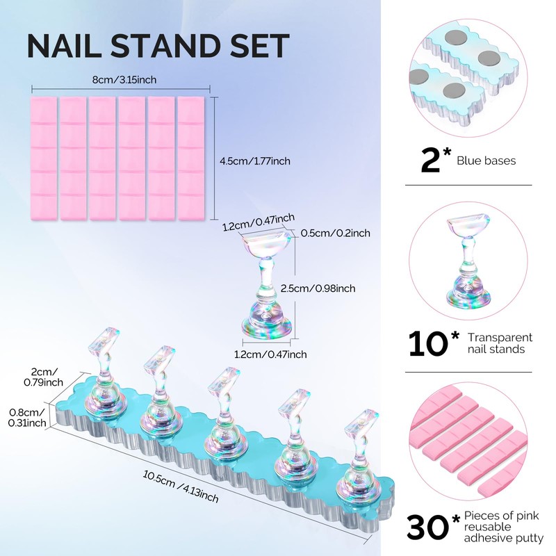 MelodySusie Nail Stand for Press Ons, 2 Sets Blue Acrylic