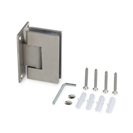 SUNNY SHOWER Glass Door Hinge Frameless Pivot Shower Door Glass Clamp, 90 Degree Wall to Glass Brushed Nickel Finish Solid Stainless Steel, 2 Hinges
