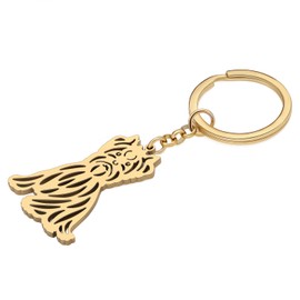 TIZURO Stainless Steel Yorkshire Terrier Keychain Pets Dog Animals Car Keys Keyring Jewelry For Women Purse Party Gifts (Gold)