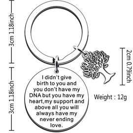 JMIMO Stepdaughter Stepson Keyring Gifts from Stepmum Stepdad Adoption Gifts Keychain Adopted Child Gifts Family Tree Jewelry