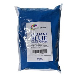 Colors of Love Blue Holi Color Powder - 15 Oz Bag - Ideal for events, bath bombs, youth group color wars, Holi events and more!