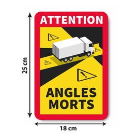 GOYAPRINT Blind Spot Stickers 3 x Warning Angles Morts Duty in France for Heavy Goods Vehicles (Camion3)