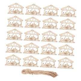 20Pcs Nativity Craft Wood Blank Cutouts Wood Craft Decoration Wall Decorative Patches DIY Wood Crafts Ornament Blank Wood Slices Christmas Wooden Pendant Charm Ornaments
