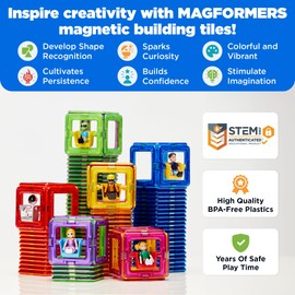 Magformers Figure Plus Astronaut 6pc Set - Magnetic Tiles Building Blocks, Educational Kit, STEM Toy Set - Magnetic Building Tiles for Kids to Develop Problem-Solving Abilities and Shape Recognition