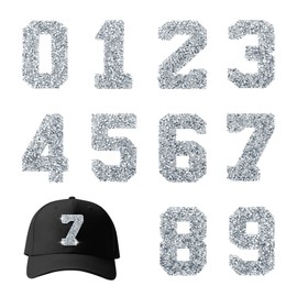 Number Rhinestone Patches 10pcs Number 0-9 Rhinestone Appliques Numbers Patches for Clothing Repair Decoration DIY Craft Shirts Coats Fabric Jeans Backpacks Hats(Sliver)
