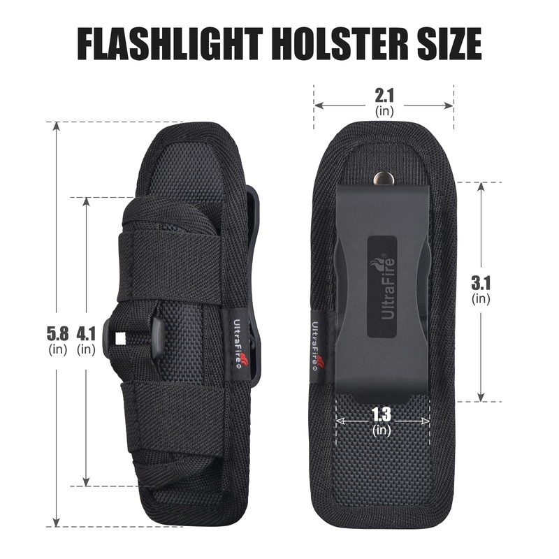 ULTRAFIRE Tactical Flashlight Holster Pouch,360 Degree Adjustable Police Duty Belt