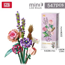 Flower Bouquet Design Building Blocks, DIY Educational Building Bricks Model, Building Blocks Playset, Unique Desktop Ornaments for Office Home Decor, Fidget Toys, Christmas Gift:_Burgundy_one-size