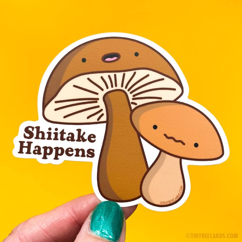 Mushroom Vinyl Sticker - Shiitake Happens