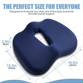 Ainiv Orthopaedic Seat Cushion, Chair Memory Foam Seat Cushion, Ergonomic Seat Cushion, Wheelchair Cushion Reduces Pain, Increases Seat Comfort, Promotes Blood Circulation and Relieves the Coccyx