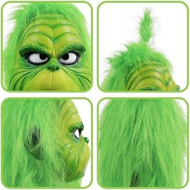 Green Monster Mask,Gloves for Adult Comedy Film Christmas Thief Cosplay Accessories.