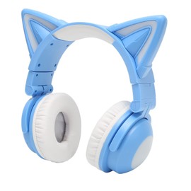 Cat Ear Headphones,BT Headset for Smartphone Laptop PC, Regulated Headband, 7 Colors Headset with 3.5mm Cable, 11h Stereo Play for Childs Students School Travel (Blue)