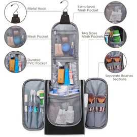 Travel toiletry bag for hanging., black