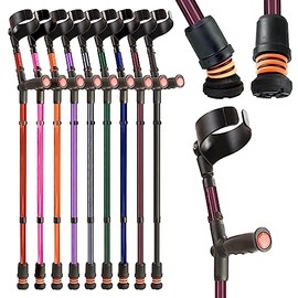 Flexyfoot Ltd Flexyfoot Shock Absorbing Soft Grip Double Adjustable Crutch - Single - BlackBerry - Improve Safety, Improve Grip, Reduce Shocks & Jarring