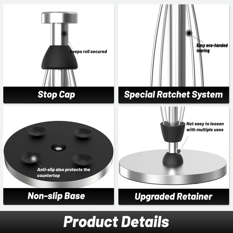 VEHHE Paper Towel Holder Countertop, Stainless Steel Paper Towel Holder