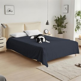 DUJUIKE Waterproof Duvet, Velvet Waterproof Sheet Cover, 100% Waterproof and Breathable Children's Mattress Protector, Quiet Mattress Cover, Super Soft and Comfortable (Navy Blue, 230 x 250 cm)