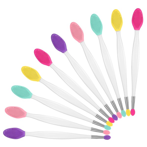 Hpmjz 10 Stück Silikon Peeling Lippenpinsel, Doppelseitiges Lippenbürste Lippen-Peeling-Pinsel Silikon-Peeling-Werkzeug