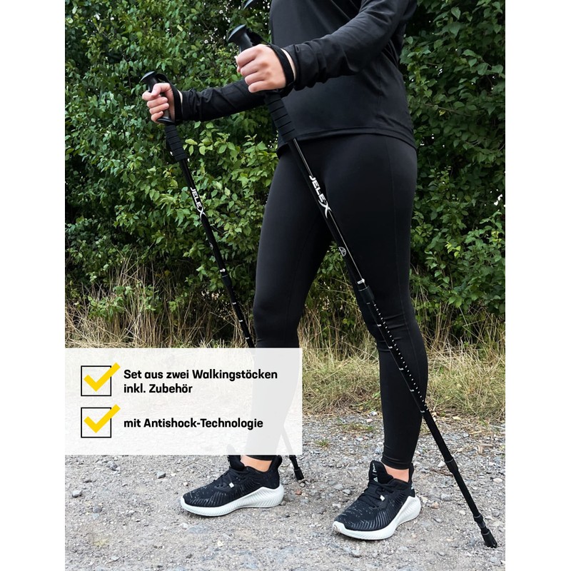 JELEX Nature Telescopic Walking Poles for Nordic Walking Adjustable Includes