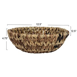Bloomingville Small Woven Buri and Banana Fiber Organizer Decor for Storage, Natural and Brown Basket