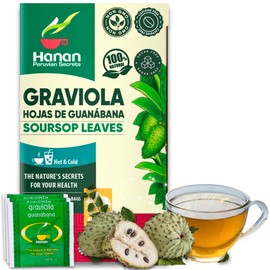 Hanan Soursop Leaf Tea Bags – 100% Natural Hojas de Guanabana Leaves - Graviola Tea, Hand-Selected Soursop Leaves for Digestive Support & Calming Flavor 25 Bags from Peru