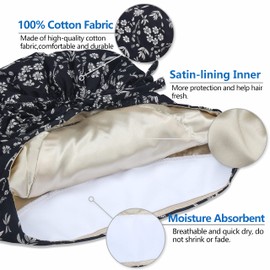 IRIS CRAFT Adjustable Scrub Working Cap with Ponytail Pocket, 2 Packed Satin-Lined Cotton Surgical Working Hat with Button, Elastic Bandage Tie Back Hats Sweatband for Women & Men, One Size