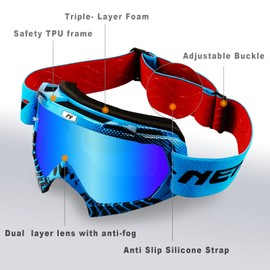 NENKI Motocross Goggles Motorcycle Goggles ATV Dirt Bike Off Road MX Driving Goggles Ski Goggles for Men and Women Cross Goggles with Anti-Fog / UV Protection