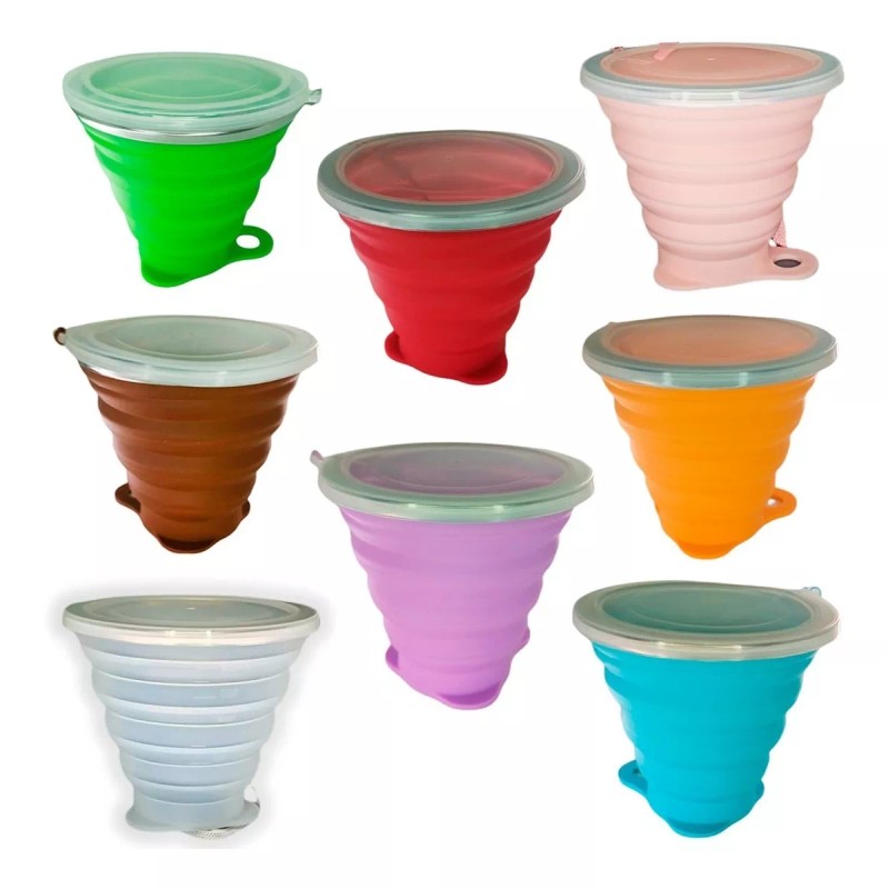 Veraly Vaso De Silicona Plegable Con Tapa Y Correa Portátil