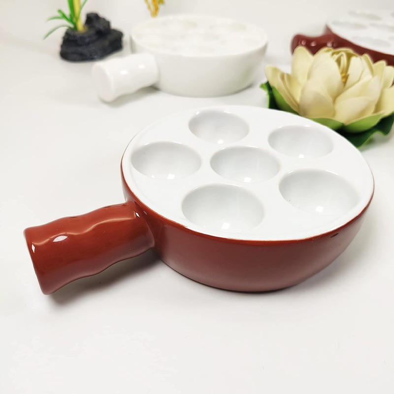 jinsongdafa Ceramic escargot baking plate,for appetizers, grilled snails, scallops, 6.22-inch(2