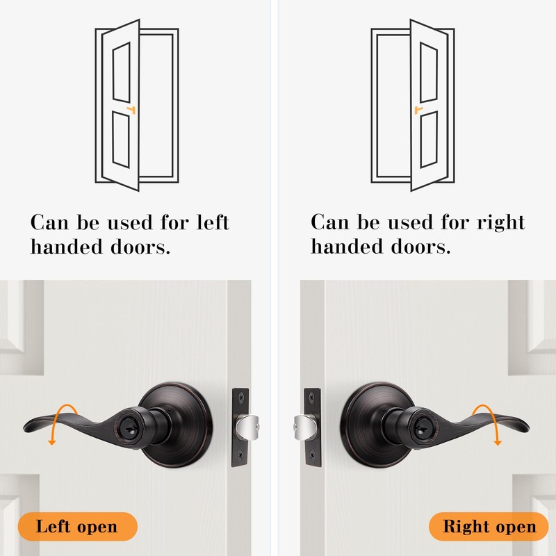 Probrico Keyed Alike Bronze Door Handle, Oil Rubbed Bronze Wave