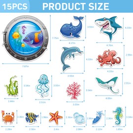 Cruise Refrigerator Magnets - 15PCS Ocean Door Ship Magnets, Sea Animal Cruise Magnet Decor, Cabin Magnetic Stickers Carnival Party Supplies Car Fridge Accessories