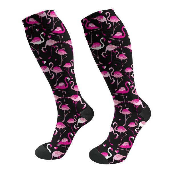 ACDRUING Pink Flamingos Unisex Compression Socks 15-20mmhg Over The Calf